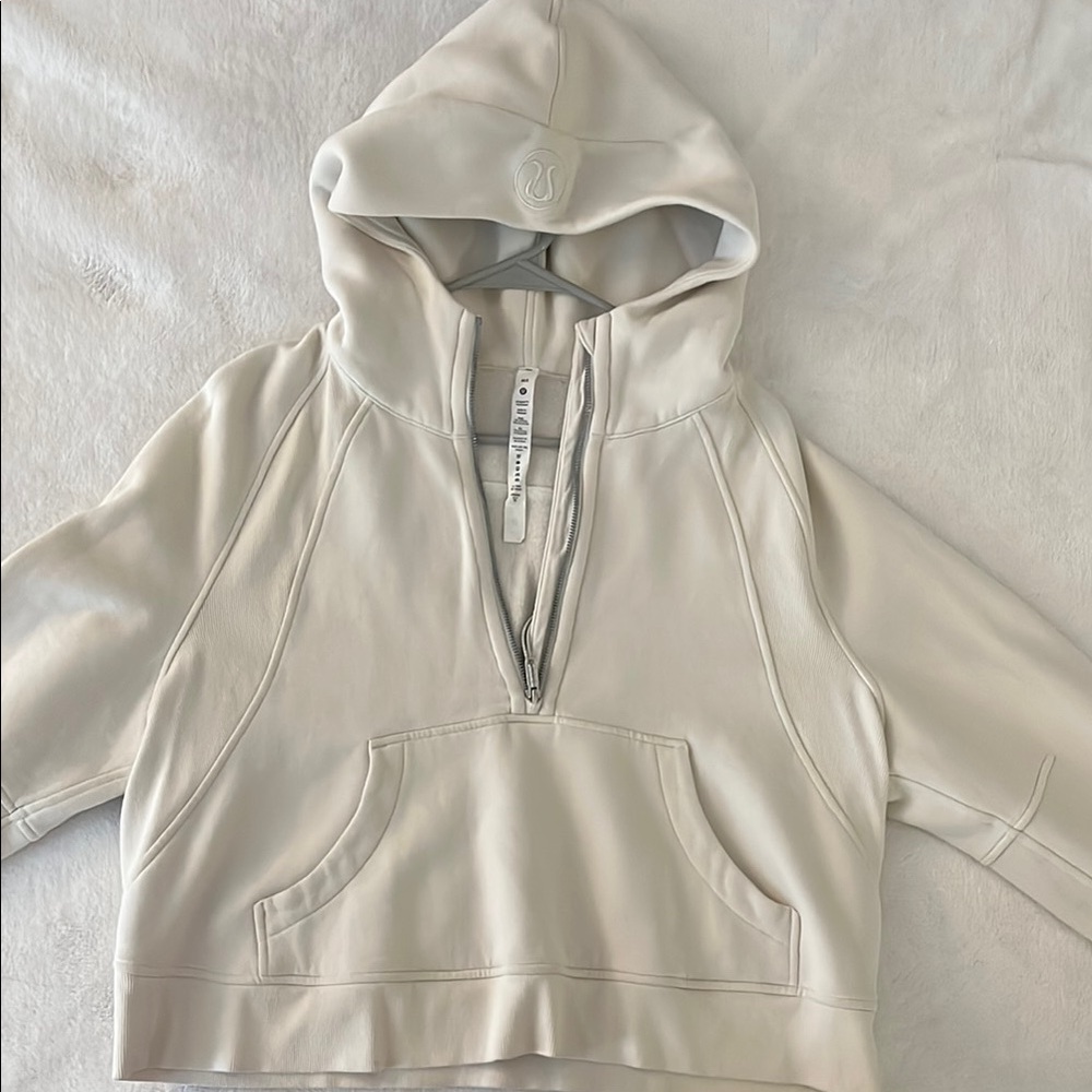 Lululemon Women’s Scuba Half-Zip Cropped Hoodie Cream M/L